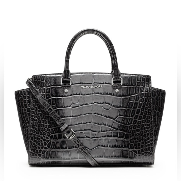 Michael Kors Large Croc Embossed Selma Satchel - Picture 1 of 9